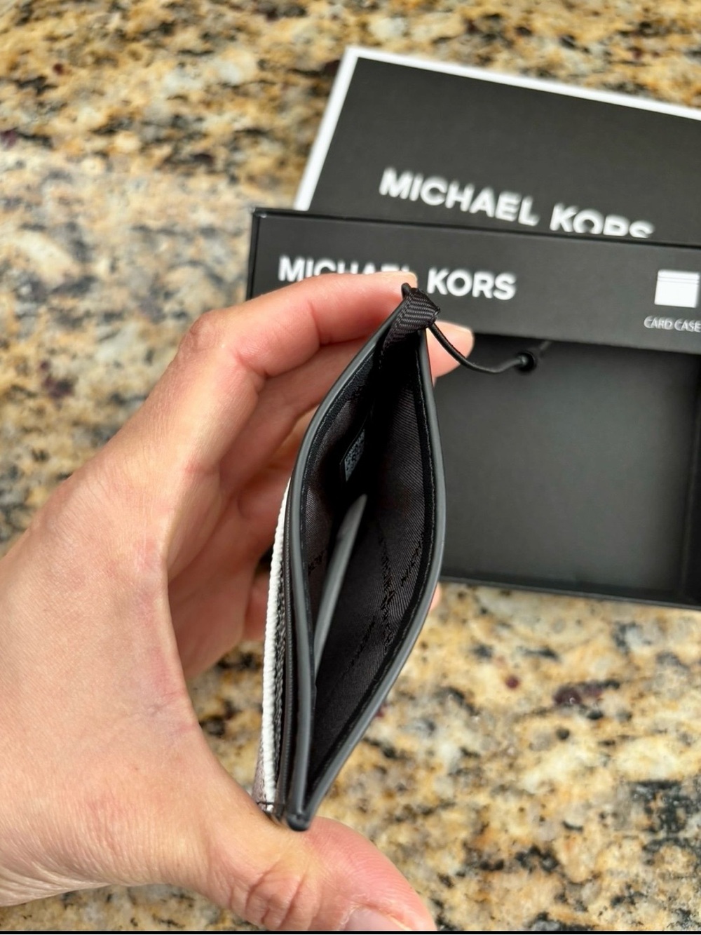 Michael Kors Silver and Black Signature Card Holder - Picture 4 of 7